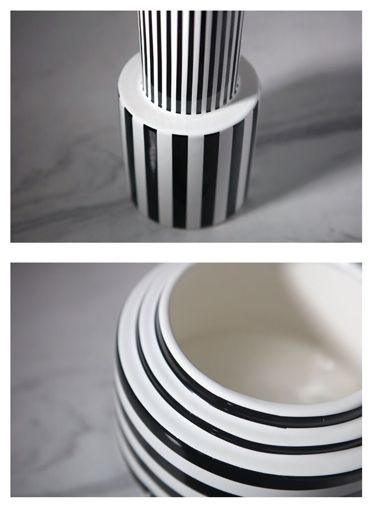 Black and White Striped Vase