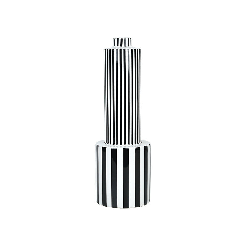 Black and White Striped Vase