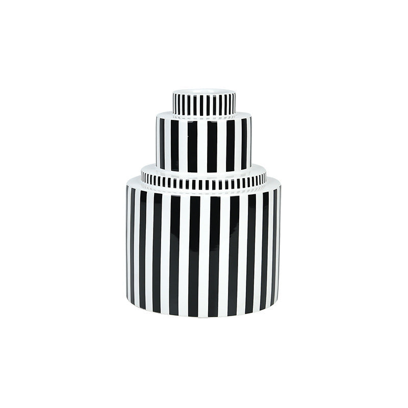 Black and White Striped Vase